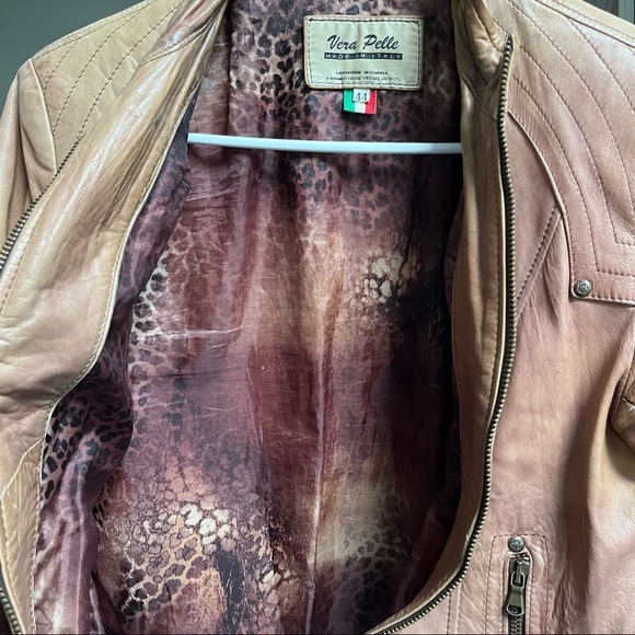 Vera Pelle Light Brown Natural Leather Jacket Women’s Size 44 - Picture 2 of 8
